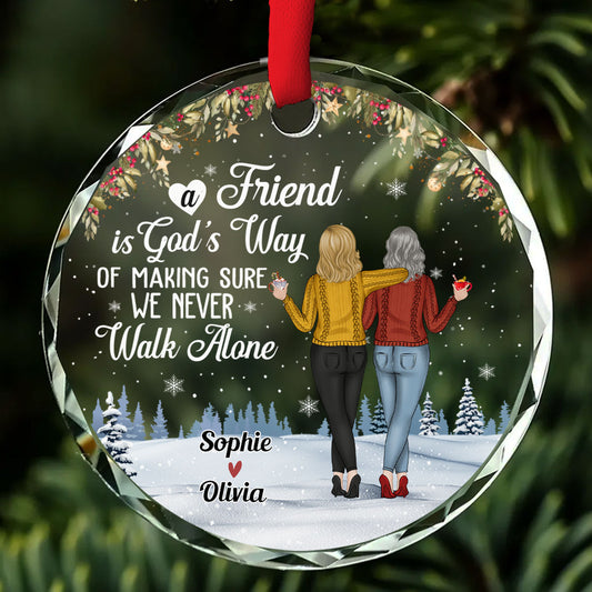 We Never Walk Alone - Personalized Custom Glass Ornament