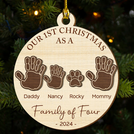 Our Family Handprints - Personalized Custom Freeshape 2-Layered Wood Ornament