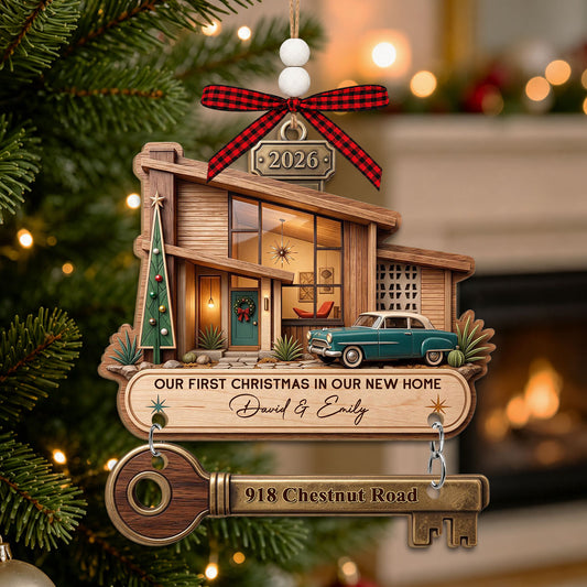 Key To New Beginnings - Personalized Wooden Ornament With Tag