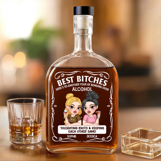 Keeping Each Other Sane Bestie - Personalized Custom Spirits Decanter