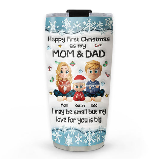My Christmas With Mom And Dad - Personalized Custom 3D Inflated Effect Tumbler