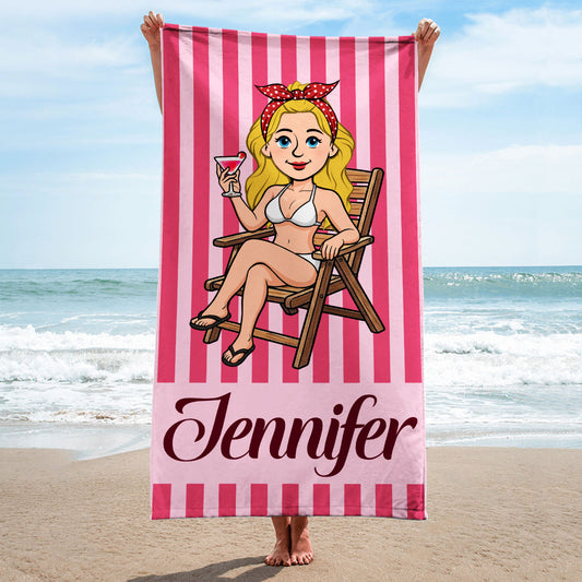 Ocean Breeze Calm Mind - Personalized Custom Beach Towel