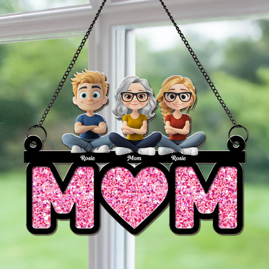 We Love You Mom - Personalized Custom Suncatcher