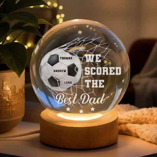 We Scored The Best Dad - Personalized Custom Crystal Globe Lamp
