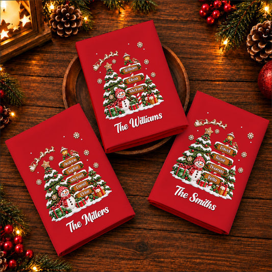 Our Gingerbread Christmas Family Tree - Personalized Napkin