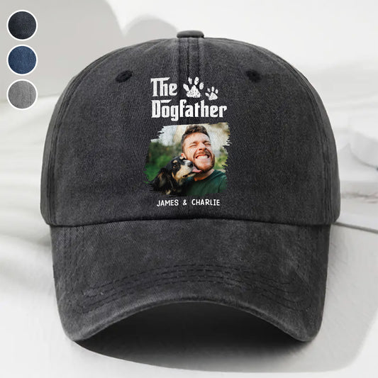Cool Dog Father Photo - Personalized Custom Vintage Washed Denim Cap