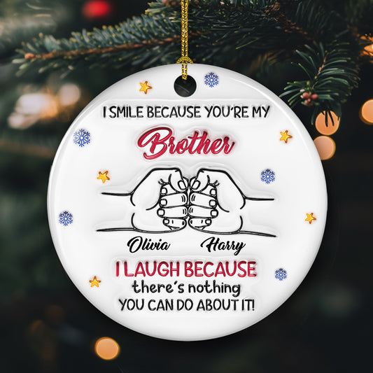 Forever Siblings - Personalized Custom 3D Inflated Effect Ceramic Ornament