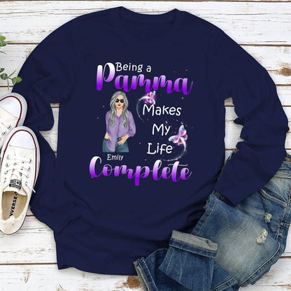 Being A Grandma - Personalized Custom Long Sleeve T-shirt - Blithe Hub