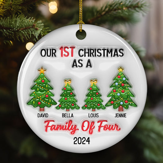 Family Christmas Tree - Personalized Custom 3D Inflated Effect Ceramic Ornament