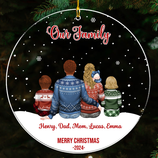 Happy Christmas Family 2024 - Personalized Custom Acrylic Ornament