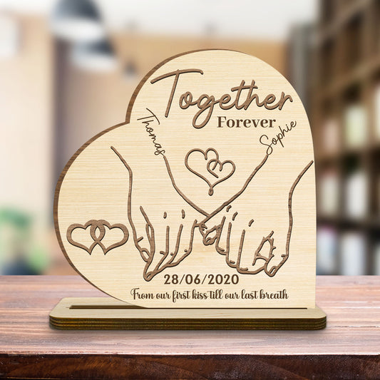 Together Forever Ver 2 - Personalized Custom 2-Layer Wood Plaque With Flat Base