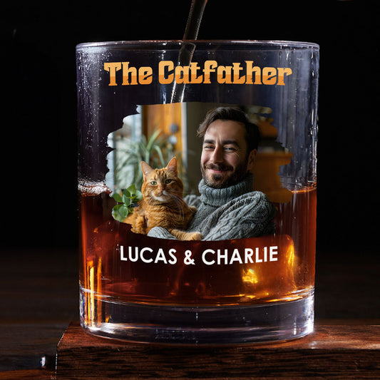 The Catfather Retro Photo - Personalized Custom Whiskey Glass