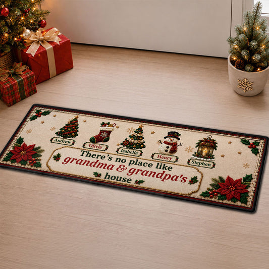 Custom Family Name Christmas Rug, Holiday Gift For Grandma Grandpa • Holiday Gathering - Personalized Runner Rug