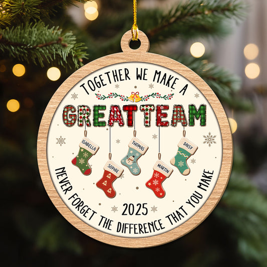 Teamwork Makes The Dream Work - Personalized Custom 3D Effect Wood Ornament