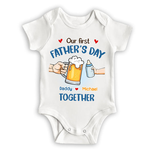 Our First Father Day Cheer - Personalized Custom Baby Onesie