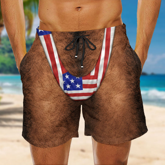 Sexy Man Body Patriotic - Personalized Custom Beach Shorts
