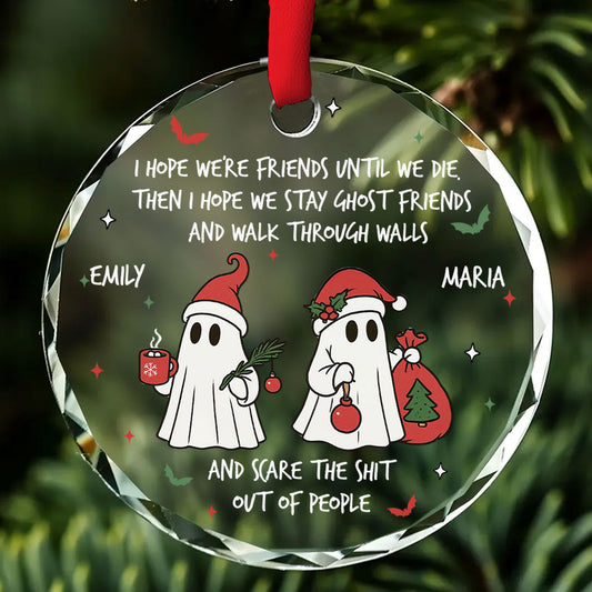 Ghost Friends Forever Stay Together - Personalized Custom Glass Ornament