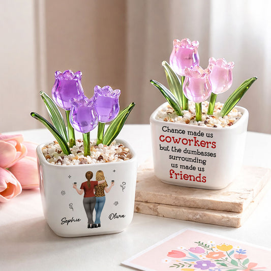 Chance Made Us Coworkers - Personalized Custom Glass Everlasting Tulips