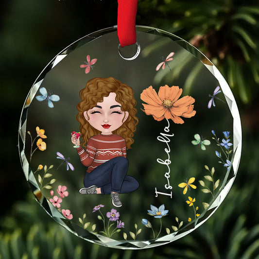 Bloom Girl Charm - Personalized Custom Glass Ornament