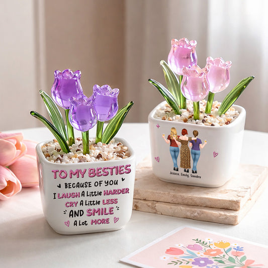 Smile More - Personalized Custom Glass Everlasting Tulips