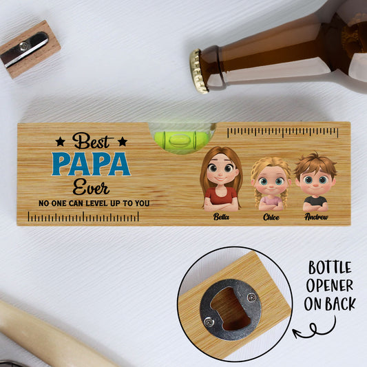 No One Level Up To You - Personalized Custom Wooden Spirit Level Bottle Opener