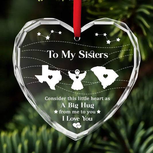 Big Hug To My Sisters - Personalized Custom Glass Ornament