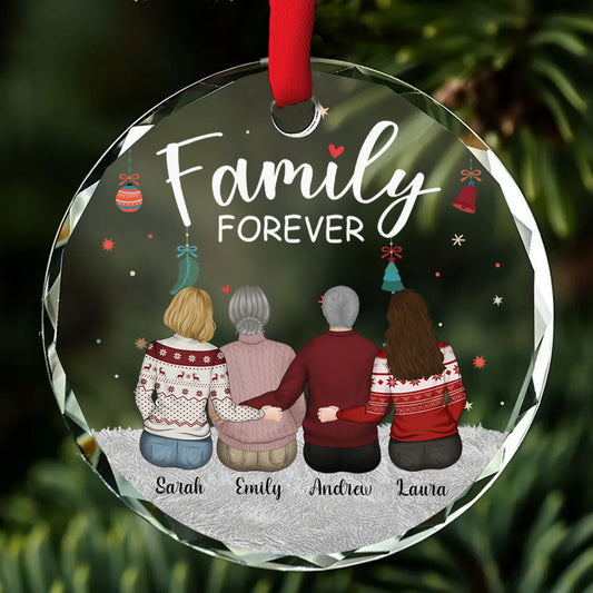 Family Forever - Personalized Custom Glass Ornament