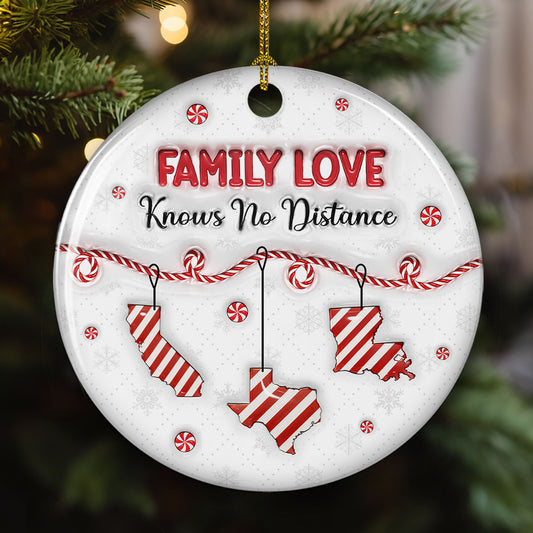 Family Distance Christmas Candy - Personalized Custom 3D Inflated Effect Ceramic Ornament