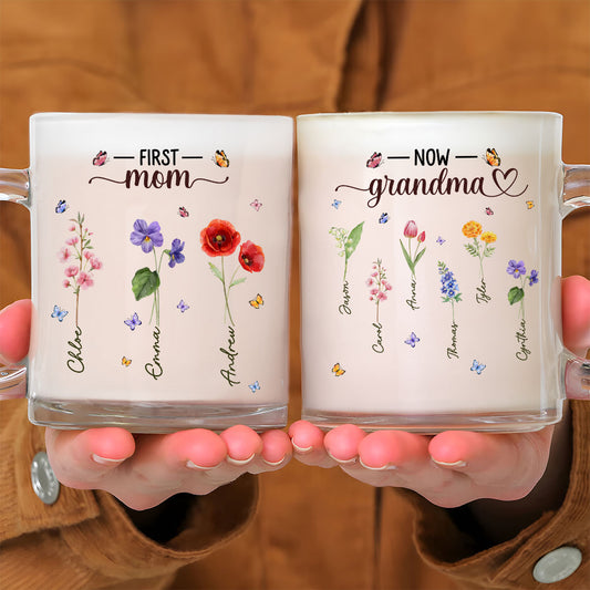 Grandma Birthmonth Flower - Personalized Custom Glass Mug