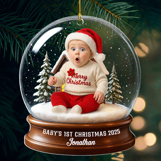 Baby Christmas With Santa Suit - Personalized Custom Acrylic Ornament
