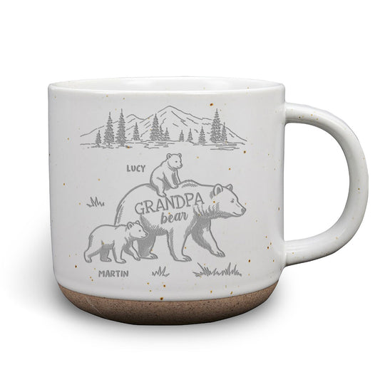 Best Grandpa Bear Ever - Personalized Custom Engraved Pottery Mug