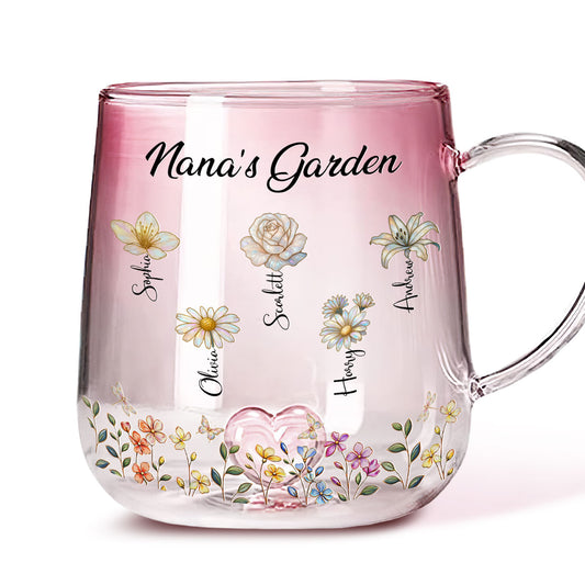 Lovely Grandma Garden - Personalized Custom Pink Gradient Glass Mug