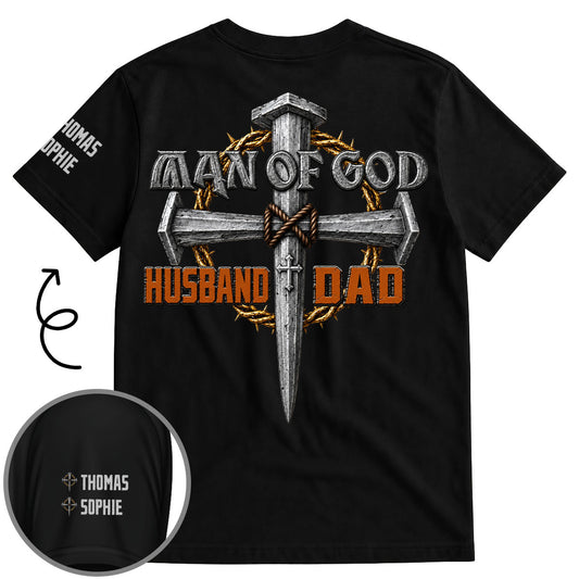 The Man Of God - Personalized Custom Shirt With Design On Sleeve