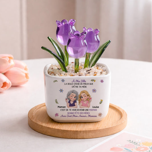 Liés Ensemble Dessin Animé - Tulipes Éternelles Personnalisées En Verre