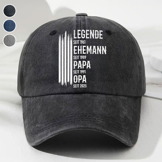 Die Originale Legende - Personalisierte Custom Vintage-Washed Denim-Kappe