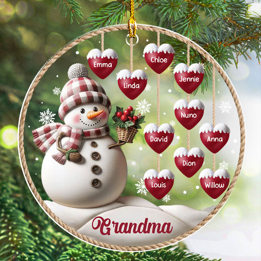 Happy Christmas Snowman Grandma - Personalized Custom 3D Inflated Effect Acrylic Ornament