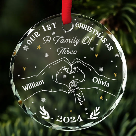 As A Family Of Three Members - Personalized Custom Glass Ornament