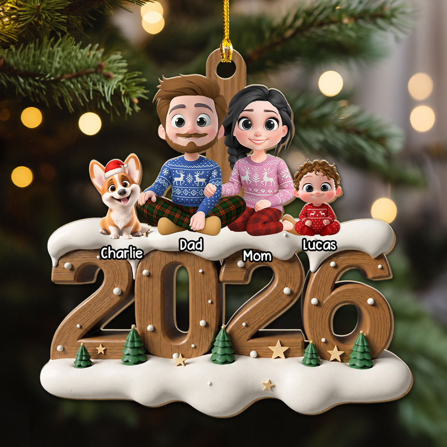 Custom Family Ornament, Christmas Gift for Family Members •  As A Family Now Onwards - Personalized 3D Effect Wood Ornament
