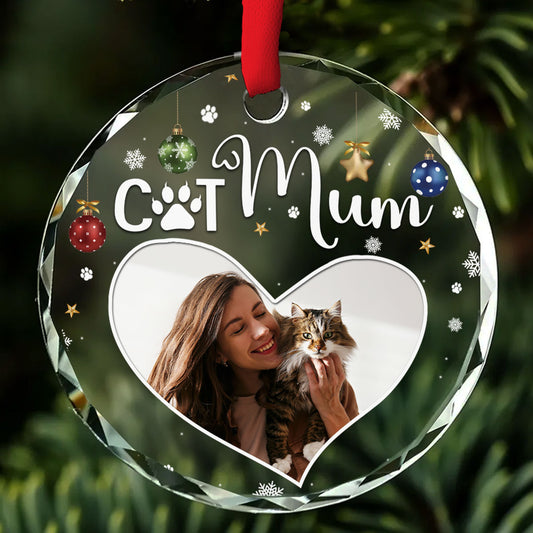 Cat Mom Photo - Personalized Custom Glass Ornament