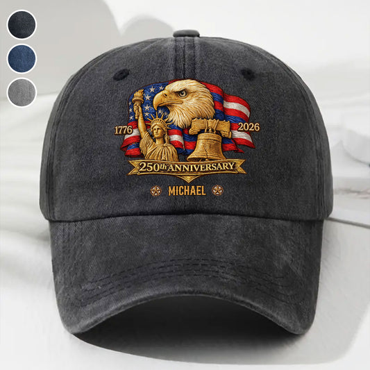 250 Years Of Freedom - Personalized Custom Vintage Washed Denim Cap