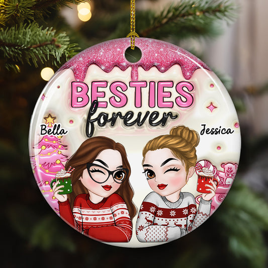 Always Besties - Personalized Custom 3D Inflated Effect Ceramic Ornament