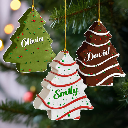 Christmas Tree Cake Name Family - Personalized Custom Acrylic Ornament