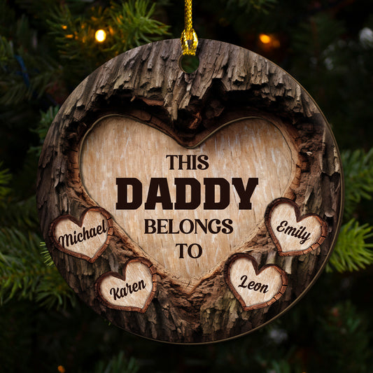 Heart Of Dad - Personalized Custom 2-layered Wood Ornament