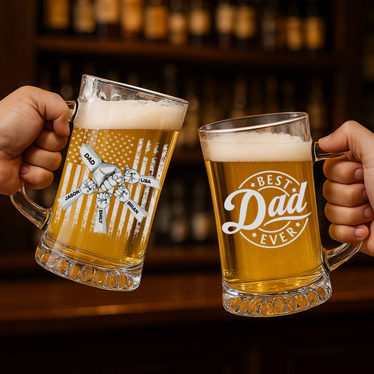 Best Dad Ever - Personalized Beer Glass With Handle