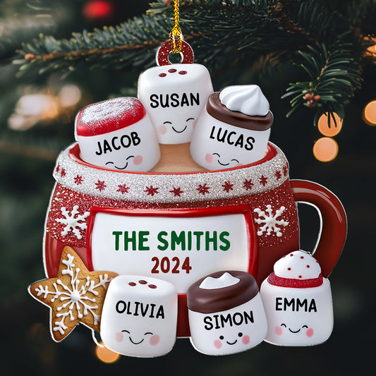 Hot Cocoa Marshmallow Family - Personalized Custom Acrylic Ornament