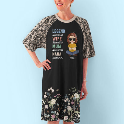 Floral Legend Grandma - Personalized Custom 3/4 Sleeve Dress - Blithe Hub