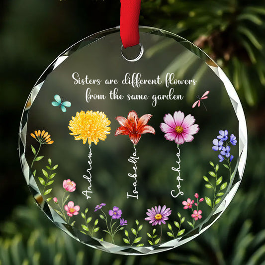 Sisterhood Sparkles - Personalized Custom Glass Ornament 