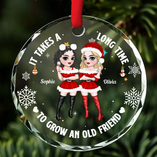 Besties Christmas - Personalized Custom Glass Ornament