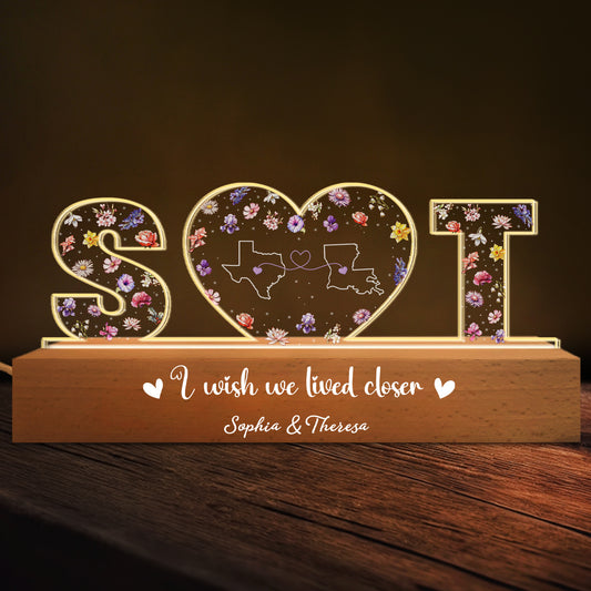 I Wish We Lived Closer - Personalized Custom Acrylic Letters 3D LED Night Light