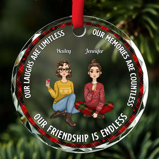 Our Laughs Are Limitless - Personalized Custom Glass Ornament